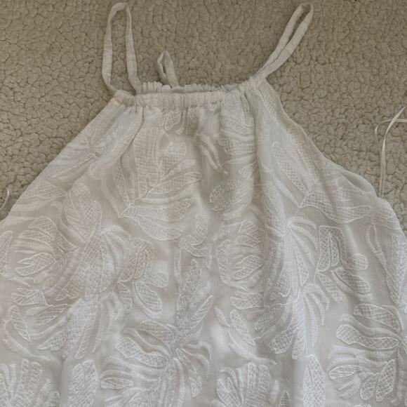 Trina Turk Milian Maxi Dress White Lace High Neck Tie Back Lined Resort Wear - Picture 5 of 8